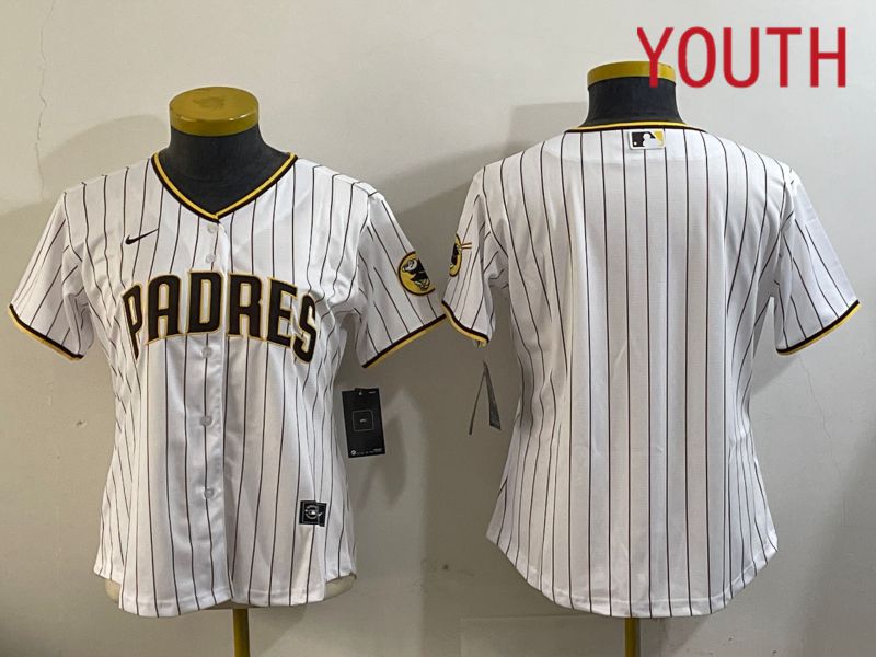 Youth San Diego Padres Blank White Stripe Game 2024 Nike MLB Jersey style 11201